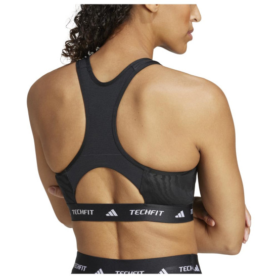 Adidas Γυναικείο μπουστάκι Techfit Medium-Support High-Neck Print Bra